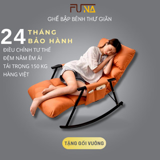 [Tặng gối vuông] Ghế Bập Bênh BB02 từ thương hiệu FUNA đệm dài 1m4 Điều Chỉnh 5 Cấp Độ, dùng để nằm thư giãn, đọc sách.