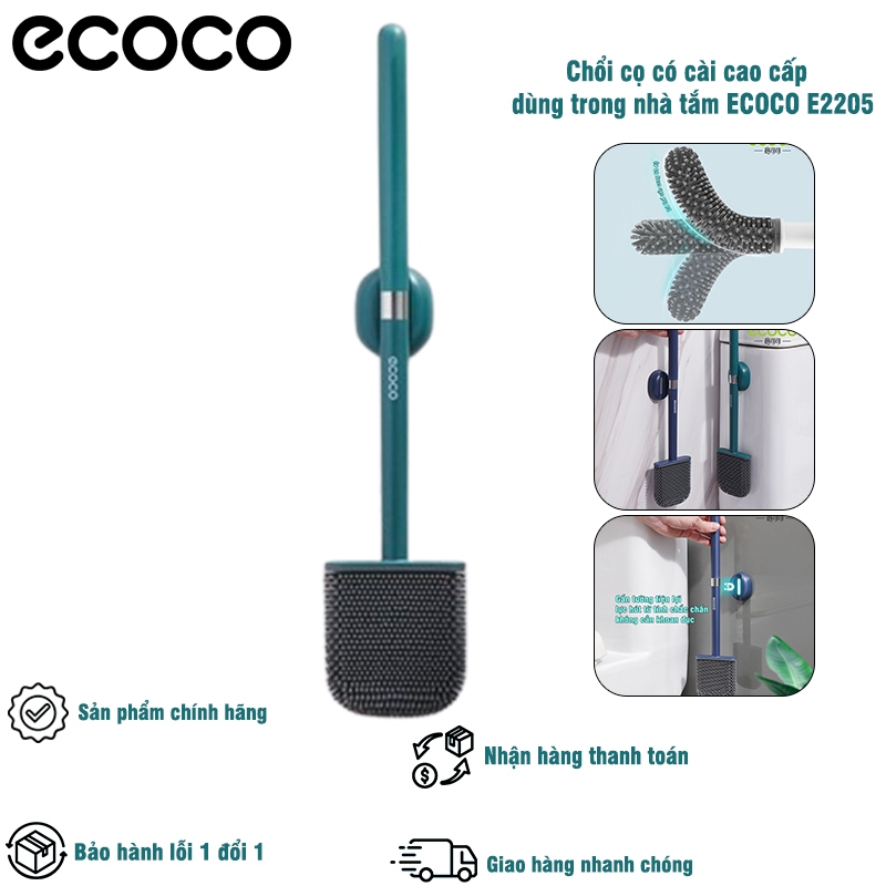 Chổi cọ bồn vệ sinh cao cấp ecoco E2205 có miếng dán gài treo tường không cần khoan đục