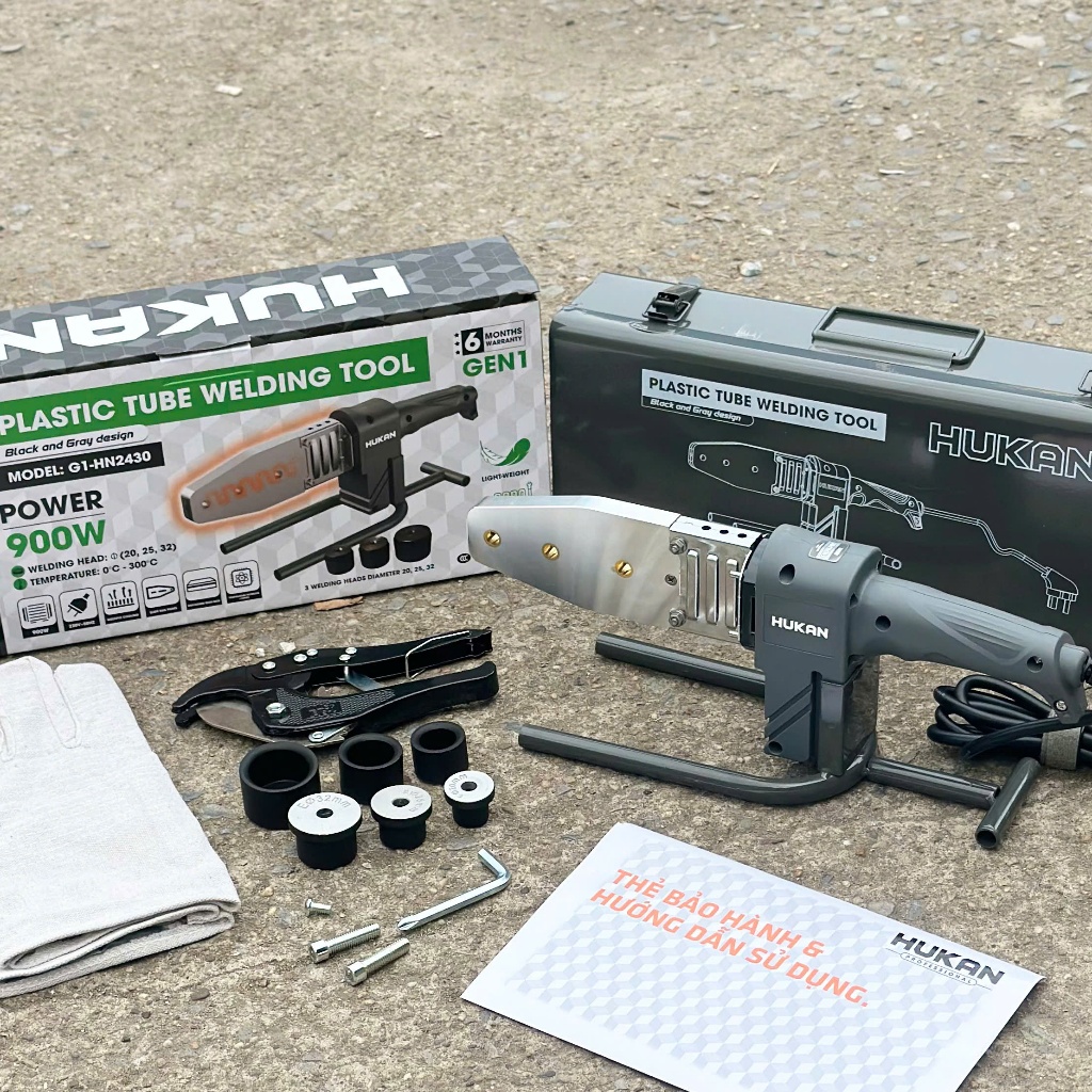 Máy Hàn Ống Nhiệt Hukan G1 - HN2430 Công Suất 900W Tặng Kèm 3 Cối và 1 Kéo Cắt Ống