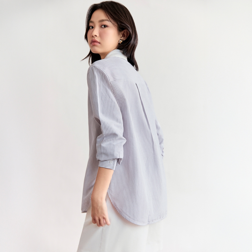 Áo sơ mi dáng Relax MONO TALK cổ đức, chất liệu poplin chống nhăn MFOT25Y-T10007FT | BigBuy360 - bigbuy360.vn