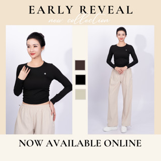 Áo Len Tăm Croptop Dài Tay LM24W04F208, Chất Mỏng Mềm Mịn Co Giãn, Áo Thu Đông Nữ Ôm Body