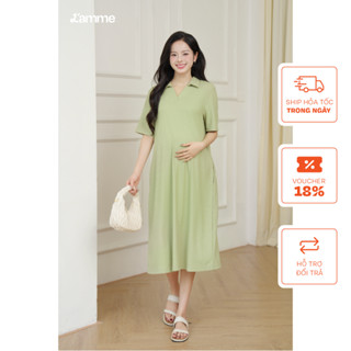 Váy bầu dáng suông Rika Dress cổ polo kiểu basic, váy bầu mùa hè, đầm bầu thiết kế by LAMME