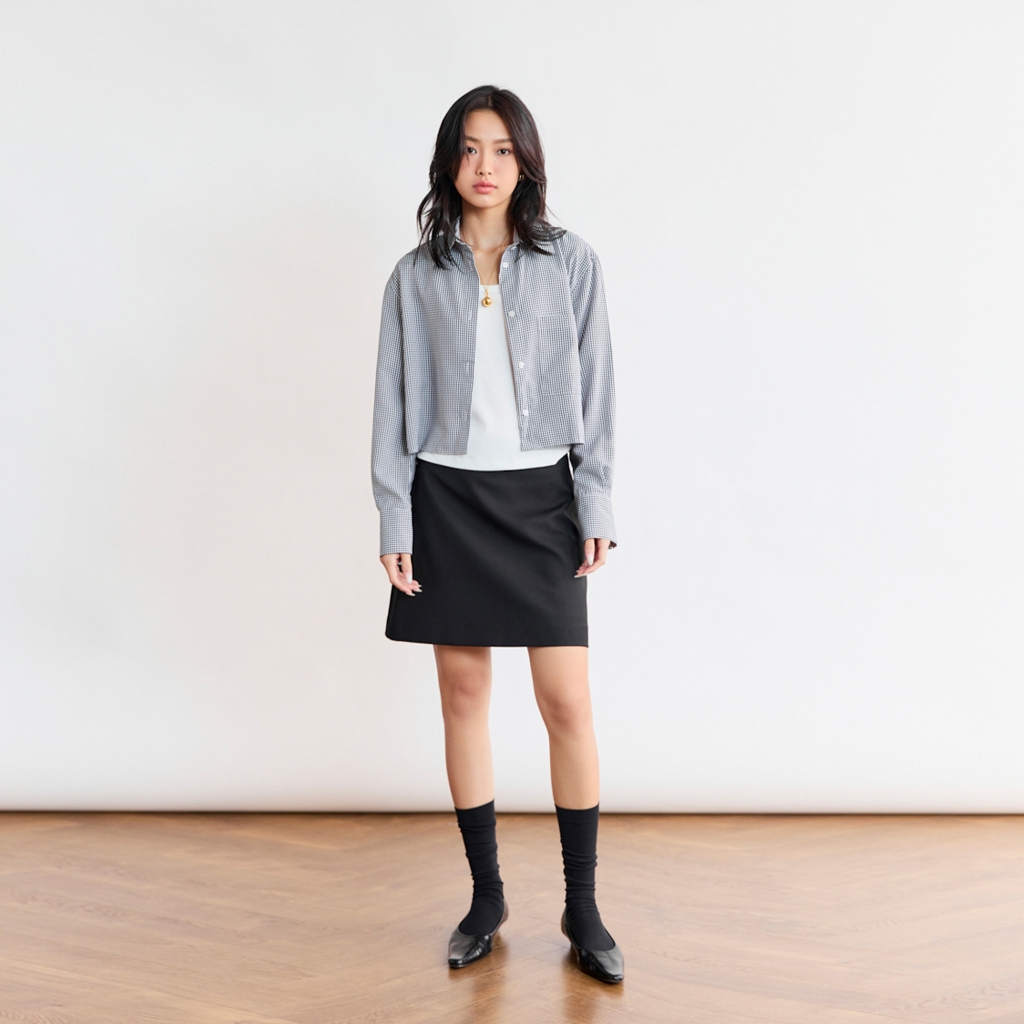 Áo sơ mi dáng Crop MONO TALK túi một bên, chất liệu Oxford MFOT25Y-T10008FT | BigBuy360 - bigbuy360.vn