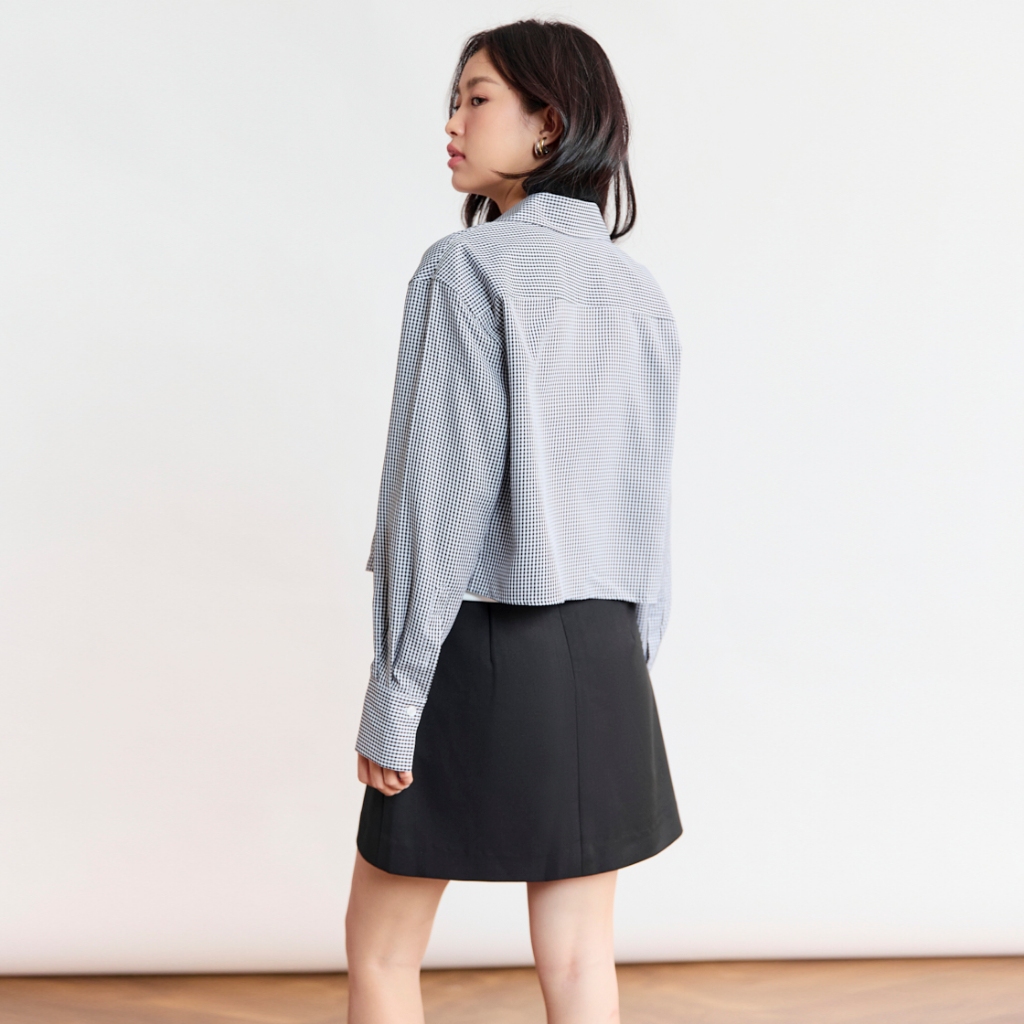 Áo sơ mi dáng Crop MONO TALK túi một bên, chất liệu Oxford MFOT25Y-T10008FT | BigBuy360 - bigbuy360.vn