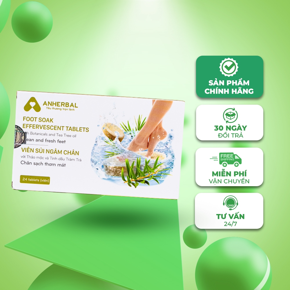 Viên sủi ngâm chân Bye Béo - Giúp cải thiện giấc ngủ - Bạc Hà, Tràm Trà (hộp)