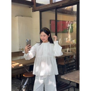 Áo blouse trắng babydoll tay dài cổ bèo THE C.I.U - Hanna Top