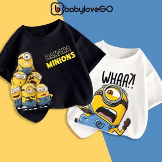 Áo thun Minions cho bé BabyloveGO áo trẻ em cổ tròn basic chất cotton mềm mịn thoáng mát cho bé trai bé gái