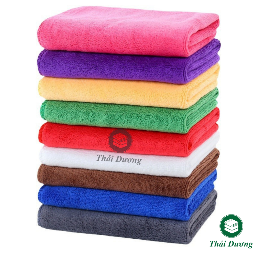 Combo 10 khăn mặt 30x50cm: khăn mặt, gội đầu, lau xe, chất microfiber, mềm mại, thấm hút, không sổ lông, không ra bụi