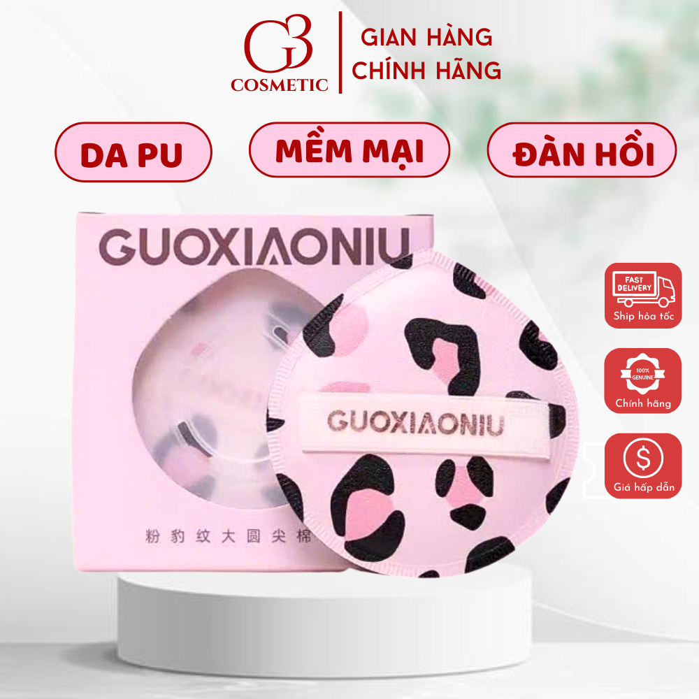 Mút trang điểm mút tán nền GUOXIAONIU hồng báo plus tròn cao cấp mềm không hút nền G3COSMETICS