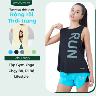 Áo Tanktop Tập Gym Yoga Nữ ICADO SG3 Áo Ba Lỗ Thể Thao Hách Dáng, Áo Khoác Ngoài Tập Gym Thoáng Mát, thế giới đồ tập