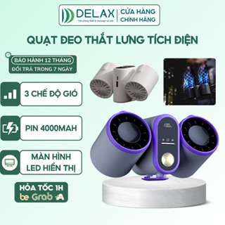 Quạt Kẹp Quần Áo DELAX Mini 3 Cấp Độ Gió, Pin 4000mAh, Dùng 12H, Tích Hợp Sạc Dự Phòng, Quạt Đeo Người Tiện Lợi