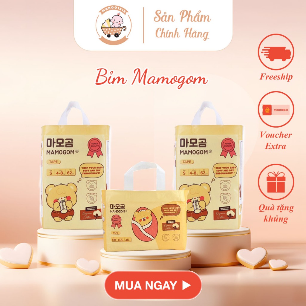 Tã Bỉm MAMOGOM hữu cơ Hàn Quốc S62/M52/M48/L44/XL40/XXL38