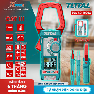 Ampe kìm kẹp, đồng hồ đo điện vạn năng TOTAL 1000A DC/AC CAT III đo điện áp, điện trở, đo tụ, nhiệt độ, thông mạch, NVC