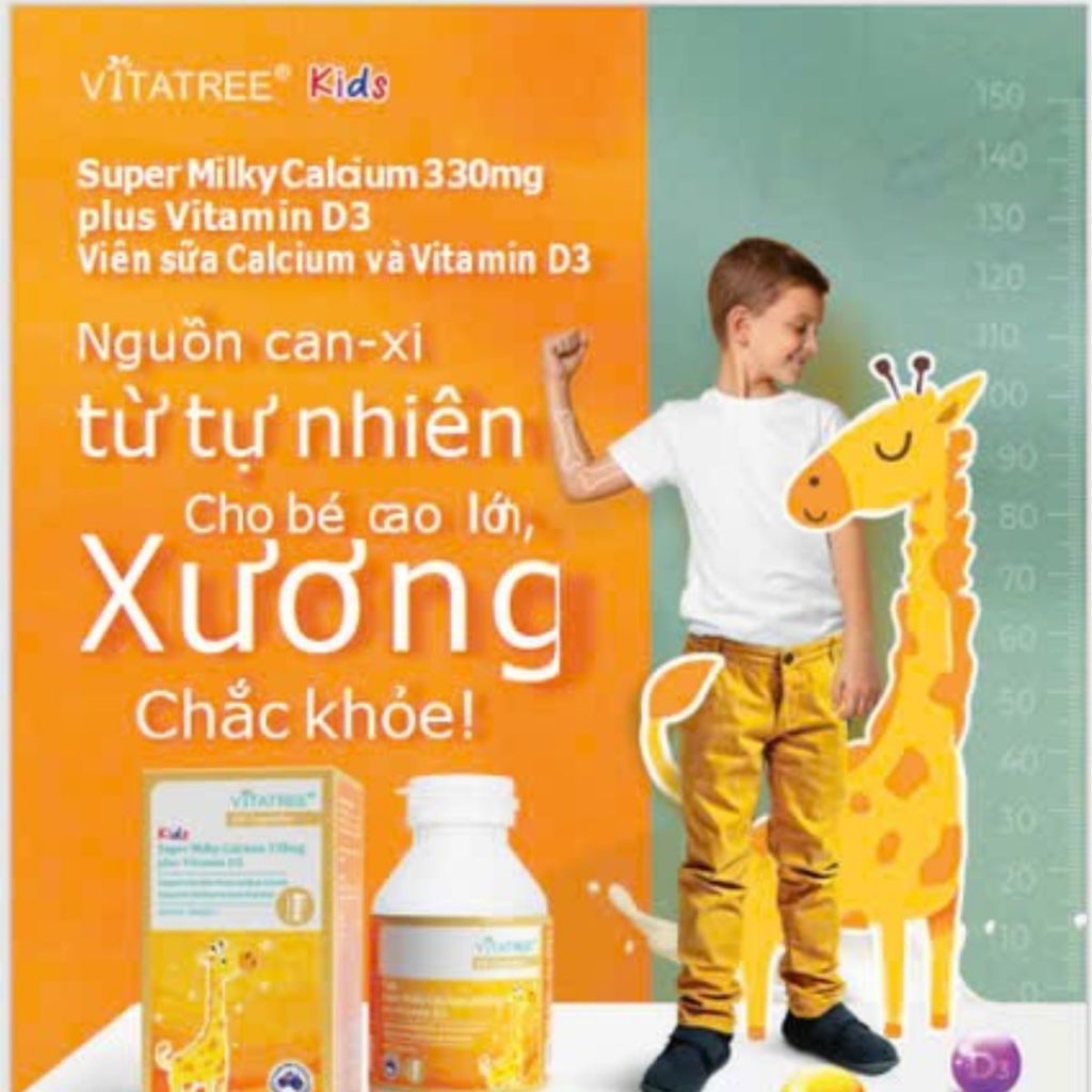 Viên Canxi Sữa Cho Trẻ Em Kids Super Milky Calcium 330mg Plus Vitamin D3 – Vitatree
