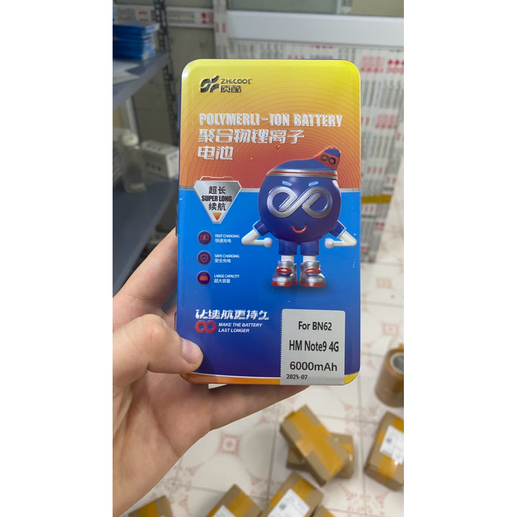 Pin linh kiện Xiaomi Poco M3, Redmi Note 9 4G, Redmi 9T, Pin BN62, 5900, 6000 mAh      ZHICOOL