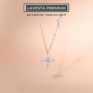  Dây chuyền nữ bạc xi bạch kim LAVESTA LAV148 Lani thiết kế mặt cỏ 4 lá may mắn hộ mệnh cảm xúc 