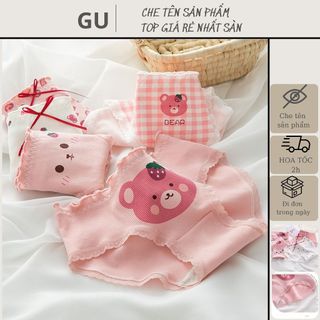  Quần lót nữ quần lót cotton bé gái co giãn 4 chiều đáy kháng khuẩn họa tiết gấu dâu hồng dễ thương 685gauhong 