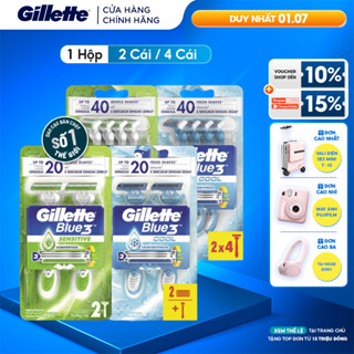 Dao Cạo Râu GILLETTE Blue 3 Sensitive / Ice Mát Lạnh - Hộp 2 Cái/ 4 Cái