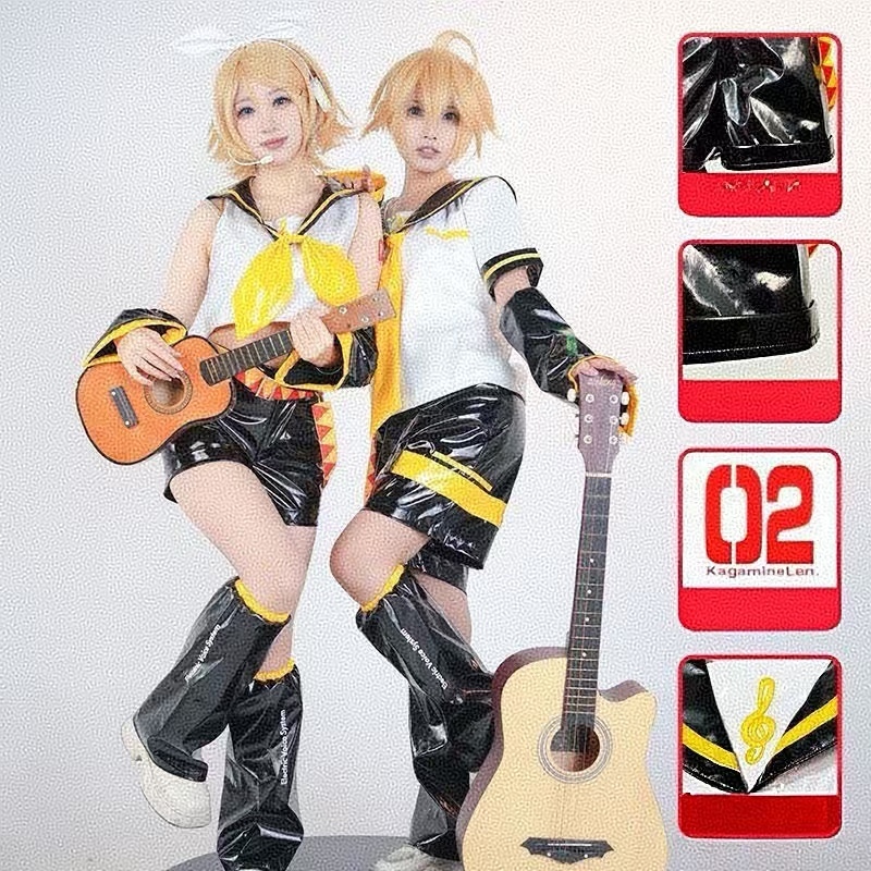 Kagamine Rin/Len Em gái và anh trai COSPLAY bằng sáng chế da đồng phục học sinh tóc giả