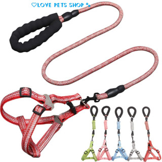 Bộ dây dắt Chó Mèo kèm yếm đa sắc xen kẽ - Love Pets Shop