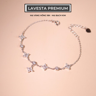 Lắc tay bạc nữ mạ bạch kim LAVESTA LAV149 Lani thiết kế mặt cỏ 4 lá may mắn, hộ mệnh cảm xúc