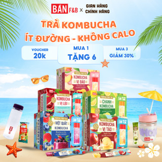 [Tặng Cốc] Trà Kombucha Detox Cơ Thể, Giàu Lợi Khuẩn, Đẹp Dáng Đẹp Da, Không Calo Bản F&B