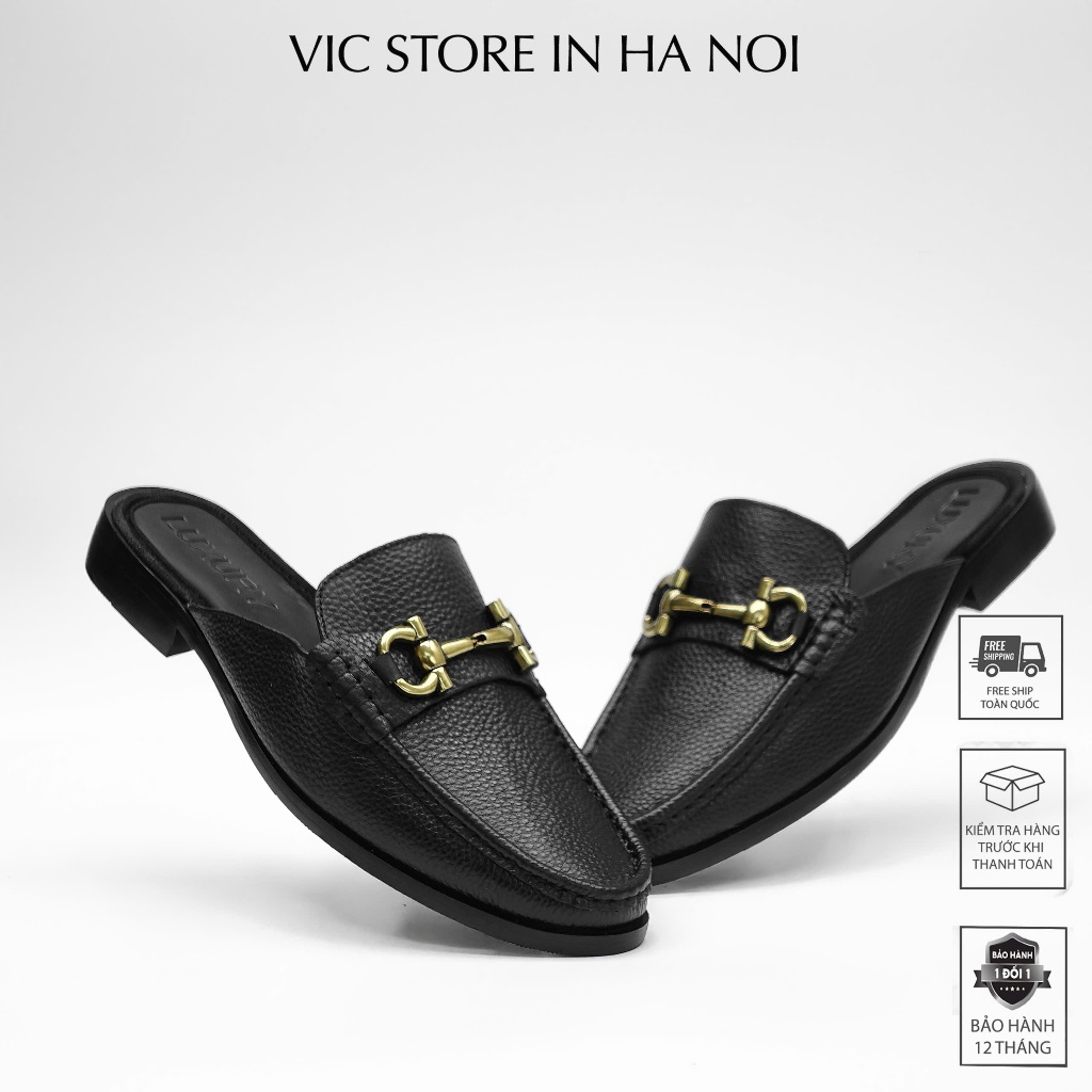Giày Sục Nam Da Bò Cao Cấp Đế Gỗ Phíp Tăng Chiều Cao Siêu Sang S-060