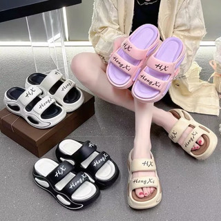 Dép nữ quai ngang gắn Cham đế cao, dép nữ hai quai phồng siu êm