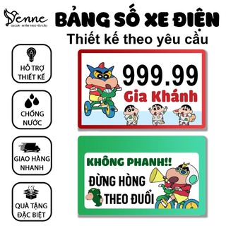 Biển số xe điện in tên theo yêu cầu, Bảng số xe điện hình SHIN-CẬU BÉ BÚT CHÌ dễ thương HOTTREND chống nước 100%