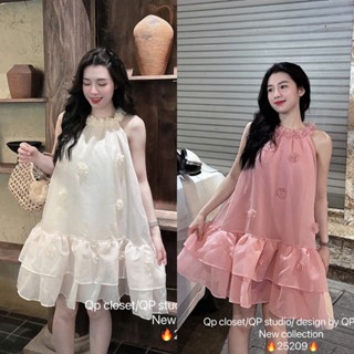 váy nữ sang chảnh,váy tiểu thư sang chảnh MẪU MỚI RA MẮT đầm tơ đính hoa xinh xỉu ke139