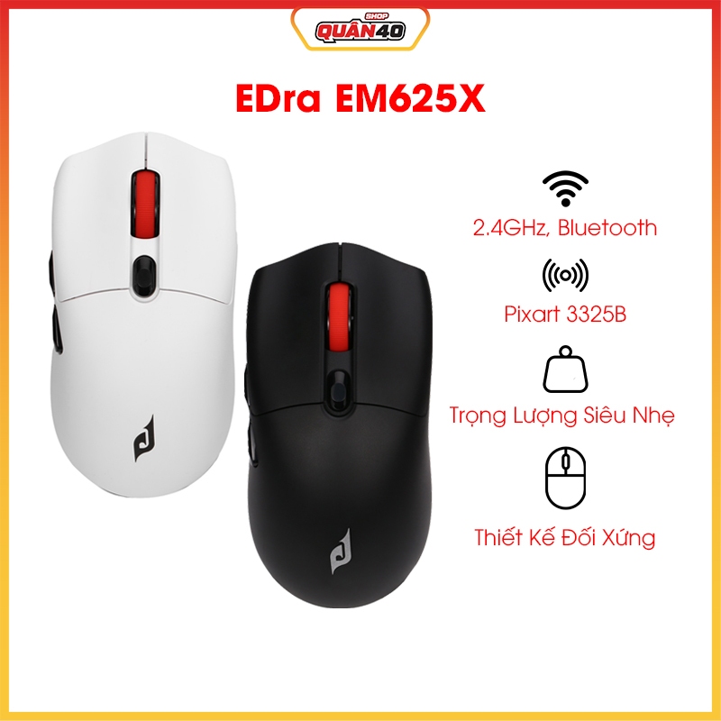 Chuột Gaming Không Dây Siêu Nhẹ EDra EM625X | 3 Mode | Pixart 3325DB | 10000DPI - Hàng Chính Hãng