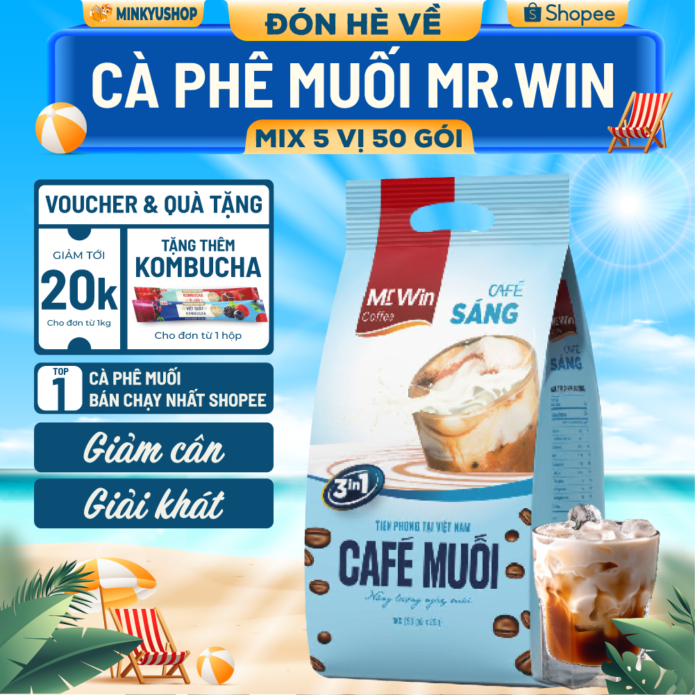 [CHÍNH HÃNG] Cà Phê Muối Bịch 50 Gói Chuẩn Việt Đậm Vị Ngon Khó Cưỡng Mr.Win Hàng xuất khẩu