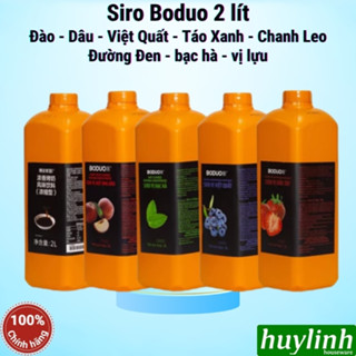 Siro Boduo 2 lít - Nguyên liệu pha chế (Đào - Dâu - Việt Quất - Táo Xanh - Chanh Leo - Đường Đen - bạc hà - vị lựu)