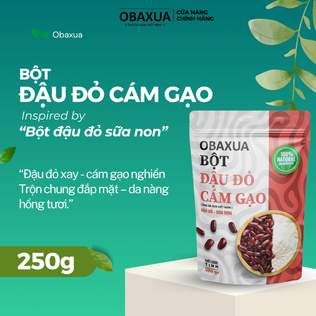 Bột Đậu Đỏ Cám Gạo ( Đậu Đỏ Sữa Non) Obaxua - Nguyên chất sạch mịn  [ 250g, 500g ]