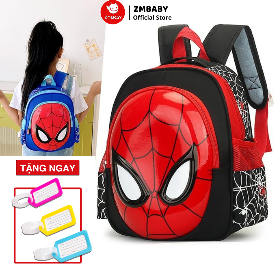 Balo cho bé trai balo ZMBABY MLN-66 cho bé mầm non từ 2 đến 5 tuổi hình người nhện chống nước
