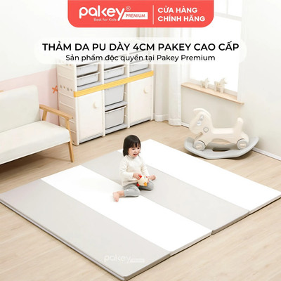Thảm Trải Sàn Chất Liệu Da PU Gấp Gọn PAKEY Dày 4cm Chống Thấm, Chống Trơn Trượt Siêu Êm Ái Cho Bé