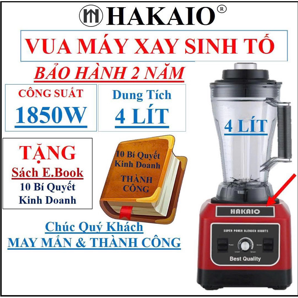 Máy Xay Sinh Tố Công Nghiêp HAKAIO 4L Máy Xay Công Suất Lớn