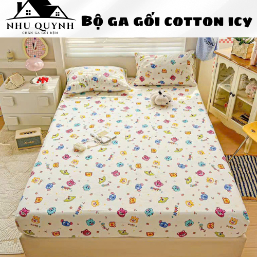 (Hàng nhập)Bộ ga gối drap giường ICY, ga trải giường + 2 vỏ gối nằm đơn giản m6 m8 2m2 Như Quỳnh Bed