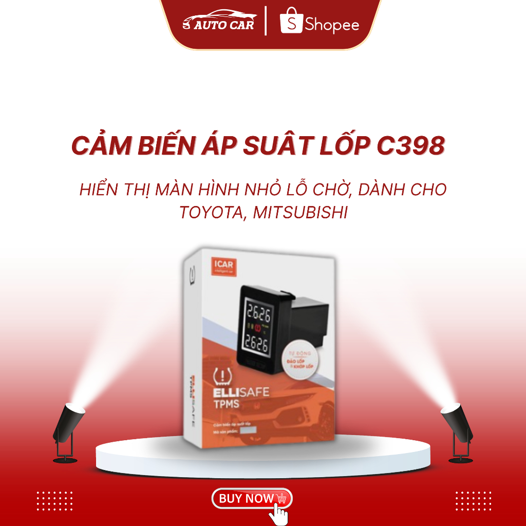 Cảm Biến Áp Suất Lốp Icar C398 Cho Lỗ Chờ Xe TOYOTA, MITSUBISHI, SUZUKI, SUBARU Kết Nối Qua Cổng Chờ