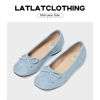 [ MỞ BÁN ] Giày búp bê màu xanh đế lười chất liệu da lộn, giày búp bê bản đẹp màu dễ thương - latlatclothing