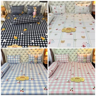 Mẫu Cà rốt sọc, cherry sọc. Bộ ga giường thun Latico siêu lạnh Lụa (áo gối ôm khoá kéo)