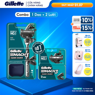 Combo Dao Cạo Râu Và Lưỡi Dao GILLETTE Mach3 Clean Shave - Hộp 1 Cái/ 2 Lưỡi