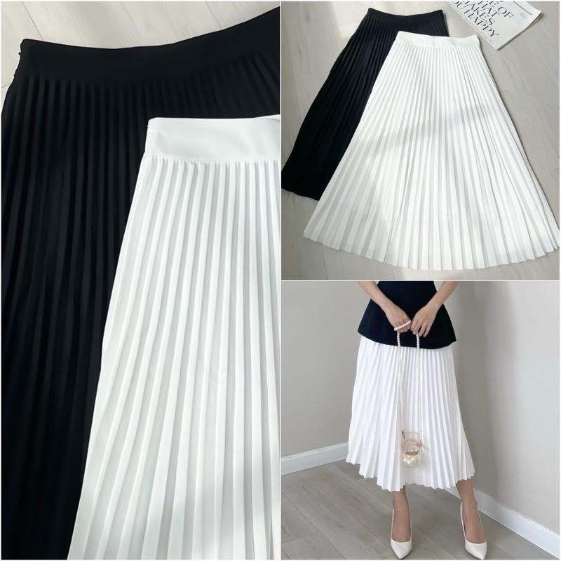 Chân váy dập li mềm lưng kéo khóa dáng dài 2M [MIN.Store]