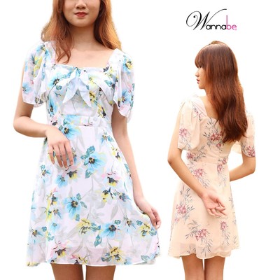 Đầm nữ voan nhẹ tay phồng Wannabe dáng xòe sang trọng, tôn dáng nhẹ nhàng, thoải mái cả ngày DC003