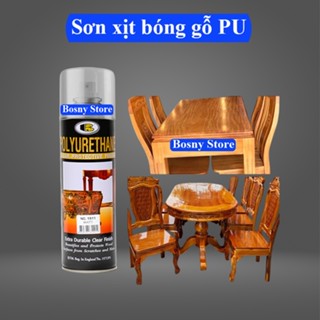 Sơn bóng gỗ pu Polyurethane Bosny 600cc – làm mới gỗ, tăng độ bóng & bền đẹp