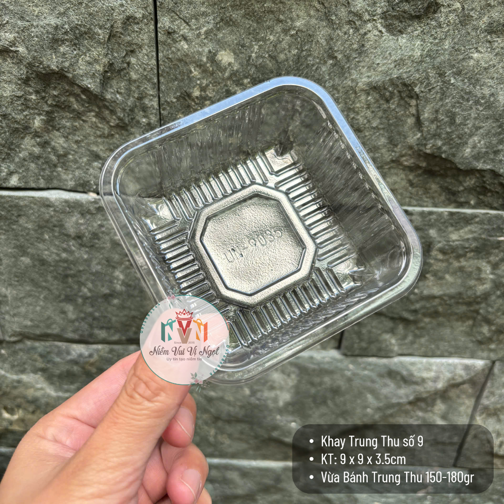 100 Khay Trung Thu Đựng Bánh 150-180gr & 200-250gr, Khay đựng Bánh Trung Thu Vuông Trong - Khay 9 (150
