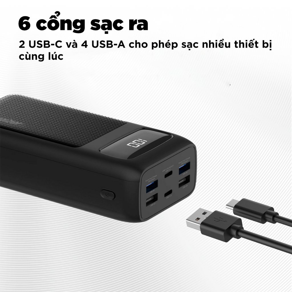 Sạc Dự Phòng Energizer 30000mAh/ Max 45W Sạc Nhanh PD, Tích Hợp Dây Cáp, 7 Cổng Sạc, Bảo Hành 1 Năm