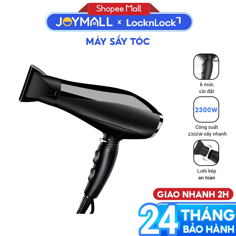 Máy Sấy Tóc LocknLock ENA146BLK 2300W Đen, Hàng Chính Hãng, Đầu Tạo Kiểu, Sấy Nóng, Mát - JoyMall