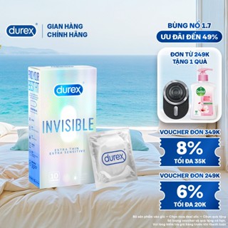 Bao cao su Durex Invisible siêu mỏng size 52mm, hộp 10 bao