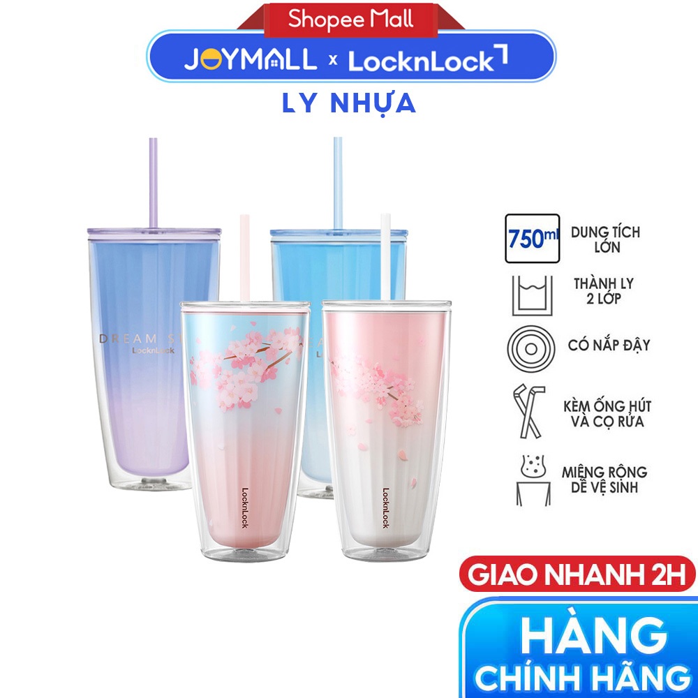 Ly nhựa LocknLock 2 lớp 750ml HAP522 720ml HAP529 - Hàng chính hãng - JoyMall